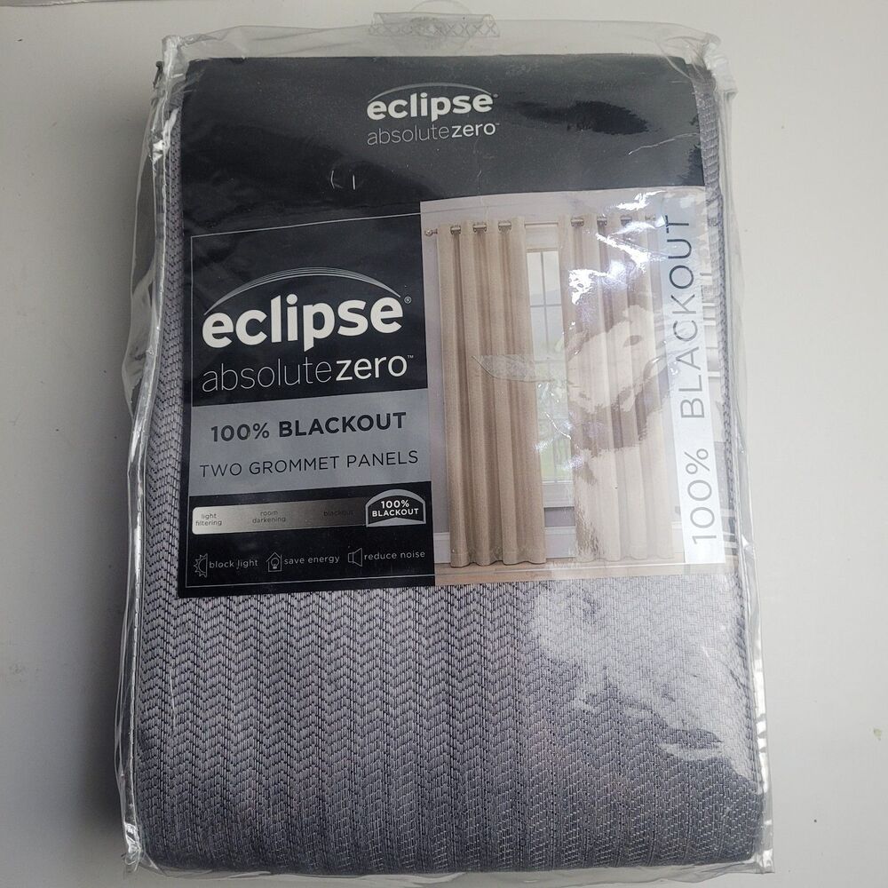 NEW Eclipse Absolute Zero 100% blackout curtain panels Grommet 50x108 'Grey''